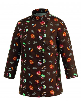 SWEETS WOMAN. CHAQUETA COCINA SRA. M/LARGA. CORCHETE OCULTO. BOLSILLO MANGA.