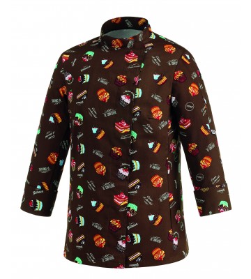 SWEETS WOMAN. CHAQUETA COCINA SRA. M/LARGA. CORCHETE OCULTO. BOLSILLO MANGA.