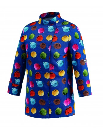 ICE CREAM WOMAN. CHAQUETA COCINA SRA. M/L. CORCHETE OCULTO. BOLSILLO MANGA.
