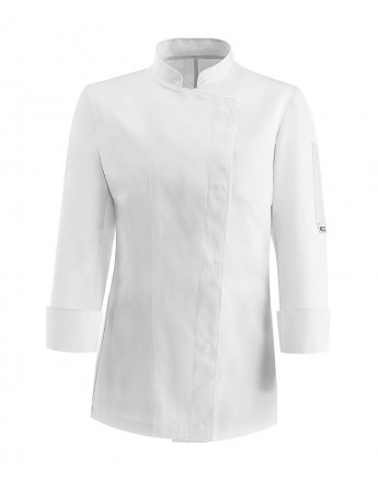 WHITE EASY WOMAN. CHAQUETA COCINA SRA. ESPALDA AIR PLUS.CORCHETE OCULTO.