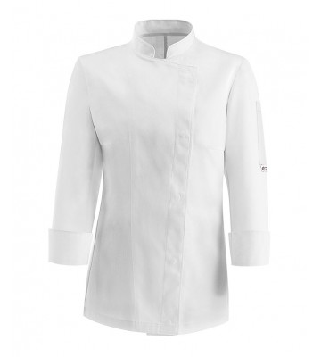 WHITE EASY WOMAN. CHAQUETA COCINA SRA. ESPALDA AIR PLUS.CORCHETE OCULTO.