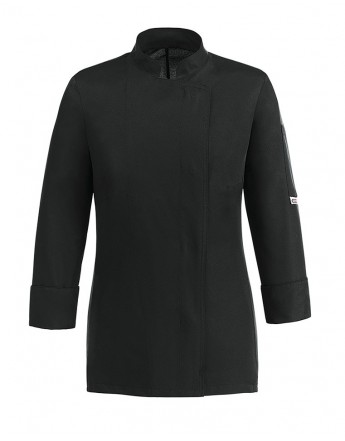 BLACK EASY WOMAN. CHAQUETA COCINA SRA. ESPALDA AIR PLUS.CORCHETE OCULTO.