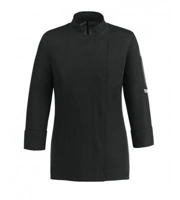 BLACK EASY WOMAN. CHAQUETA COCINA SRA. ESPALDA AIR PLUS.CORCHETE OCULTO.