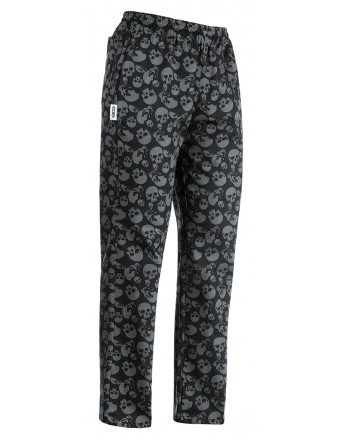 PANTALON UNISEX COCINA SKULLS .GOMA+CINTA AJUSTABLE.