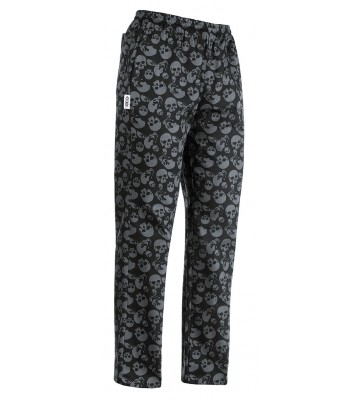 PANTALON UNISEX COCINA SKULLS .GOMA+CINTA AJUSTABLE.